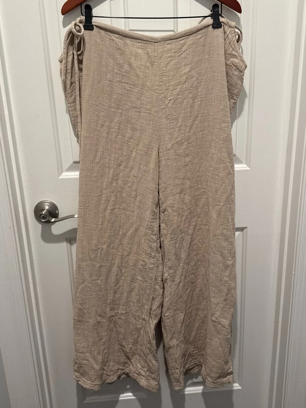 Rusty Beige Gauze Linen Wide-Leg Pants Size XL - Picture 15 of 16